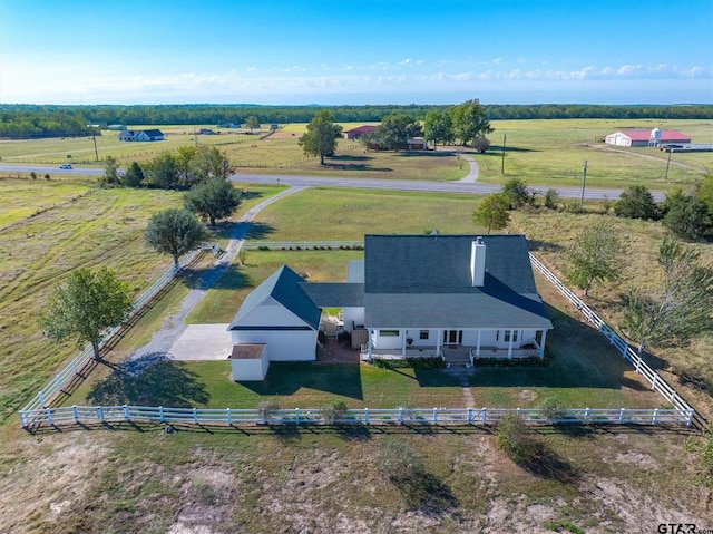 bird's eye view with a rural view