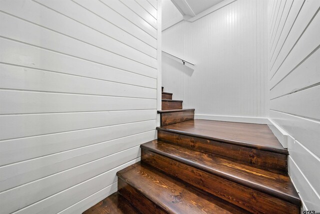 23611 Ridgeview Dr, Bullard, TX 75757 - staircase with wood walls