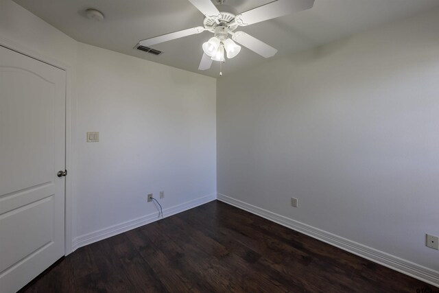 2056 Balsam Gap, Tyler, TX 75703 - spare room with baseboards, a ceiling fan, dark wood-type flooring, and visible vents