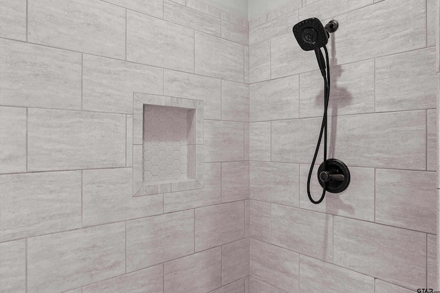 interior details featuring tiled shower