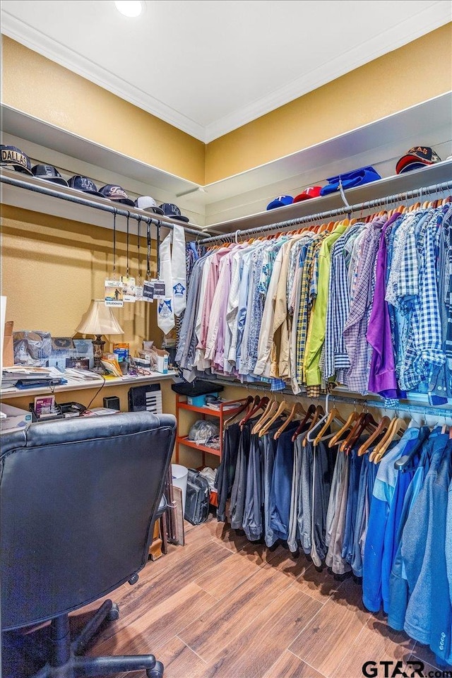 spacious closet featuring wood finished floors