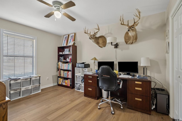 1039 Fm 2909, Canton, TX 75103 - office featuring light wood-type flooring, ceiling fan, and baseboards