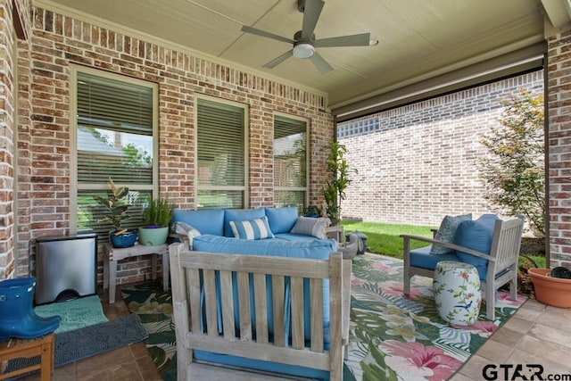 7417 Princedale, Tyler, TX 75703 - view of patio featuring an outdoor hangout area and ceiling fan