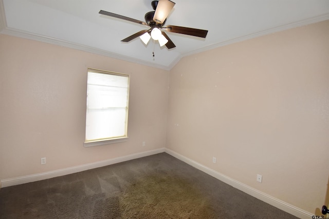 413 Maggie Cir, Flint, TX 75762 - empty room featuring crown molding, dark carpet, and ceiling fan