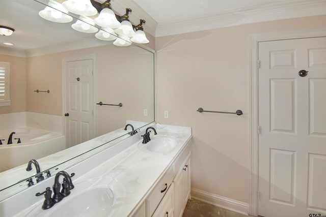 413 Maggie Cir, Flint, TX 75762 - full bath with double vanity, a garden tub, and ornamental molding