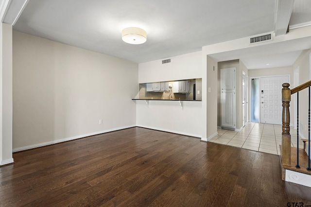 unfurnished living room featuring light hardwood / wood-style flooring