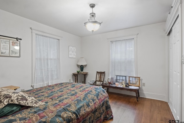 bedroom featuring dark wood-type flooring