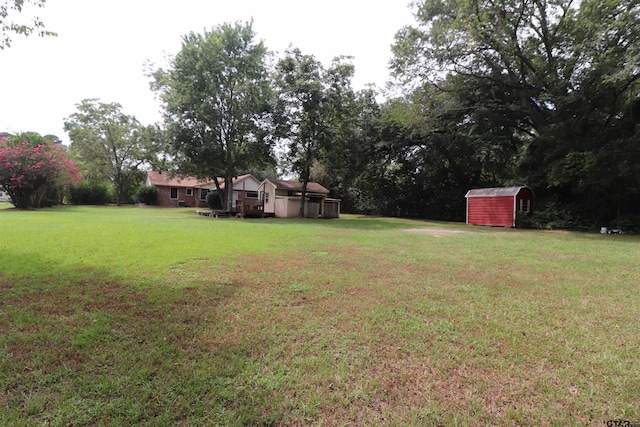 view of yard with a shed