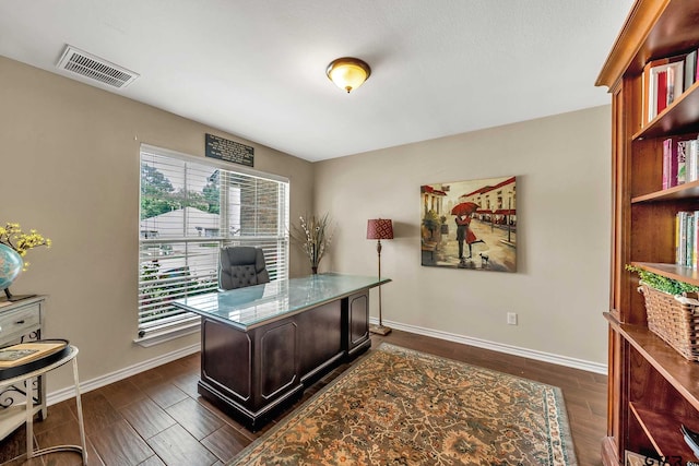 office featuring dark hardwood / wood-style floors