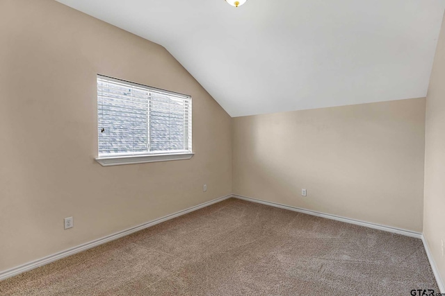 additional living space with carpet and lofted ceiling