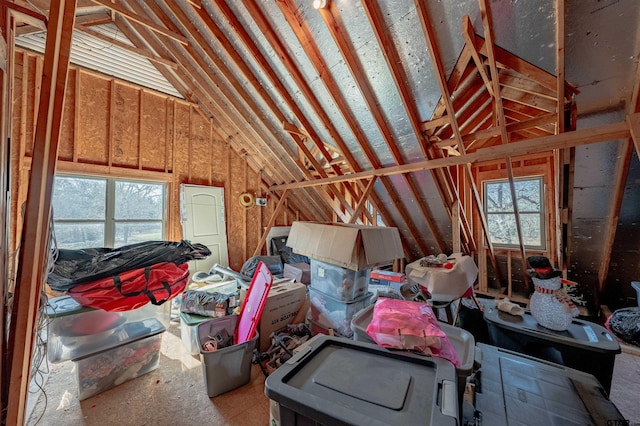 view of unfinished attic