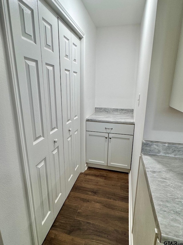 hallway featuring dark wood-style floors