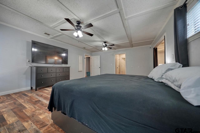 bedroom featuring ceiling fan and wood-type flooring