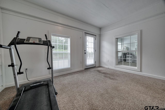 workout room with carpet