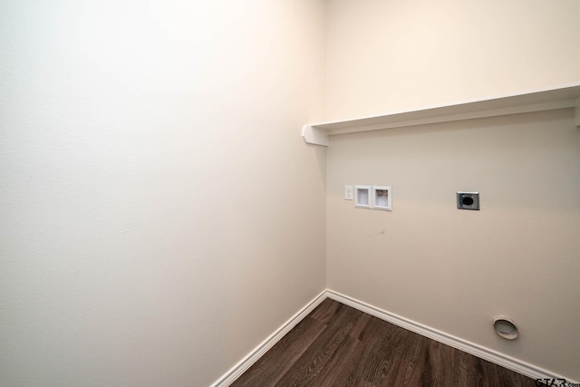 1439 Monterey Dr, Longview, TX 75601 - washroom with washer hookup, dark wood-type flooring, and hookup for an electric dryer