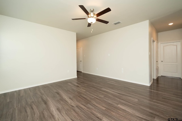 1439 Monterey Dr, Longview, TX 75601 - spare room featuring ceiling fan, dark wood finished floors, and recessed lighting