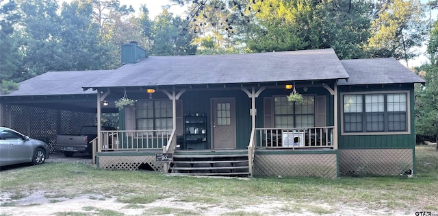 ranch-style home with covered porch