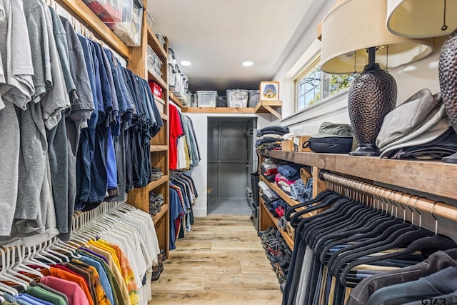 walk in closet featuring light wood-type flooring