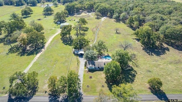 aerial view featuring a rural view