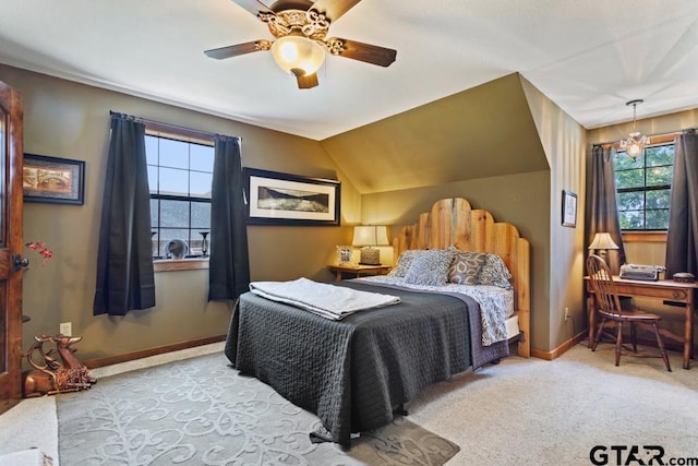 16887 Rainbow Ridge Cir, Tyler, TX 75707 - carpeted bedroom featuring a ceiling fan and lofted ceiling