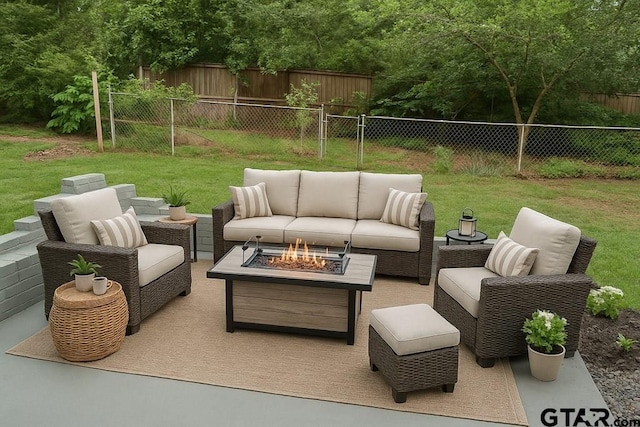 1113 Swanson Dr, Palestine, TX 75801 - view of patio / terrace with an outdoor living space with a fire pit