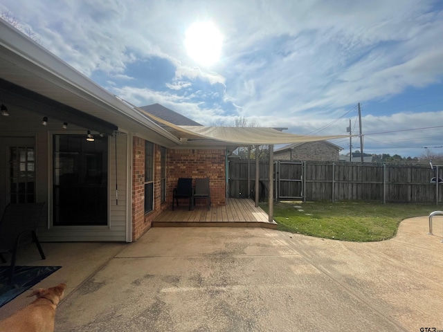 view of patio featuring a wooden deck