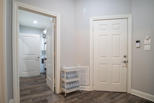 17294 Hidden Valley Ln, Flint, TX 75762 - corridor with dark wood-style flooring and baseboards