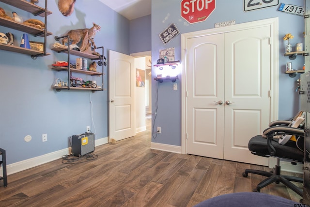 17294 Hidden Valley Ln, Flint, TX 75762 - office area with dark wood-style flooring and baseboards