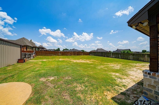 view of yard with a fenced backyard