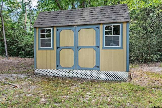 view of shed