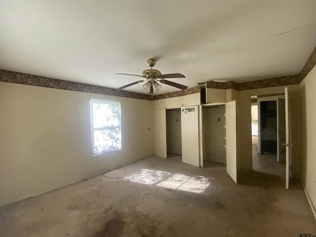 unfurnished bedroom with ceiling fan