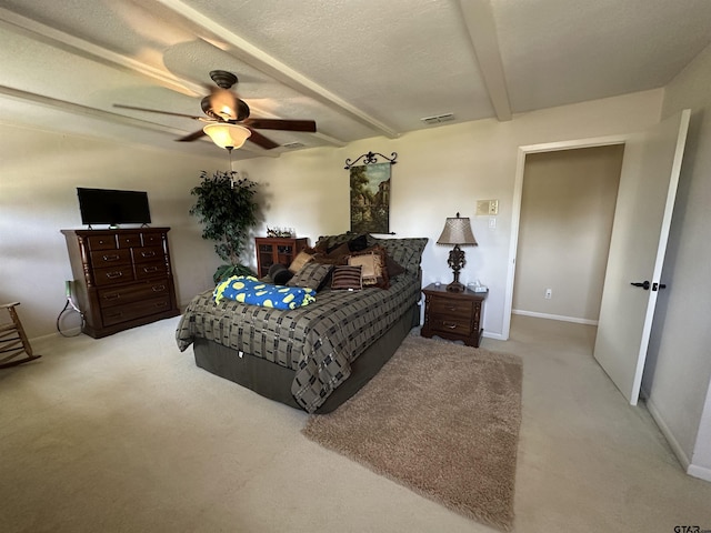 103 Paso Robles Trce, Bullard, TX 75757 - bedroom featuring beam ceiling, carpet, ceiling fan, and a textured ceiling