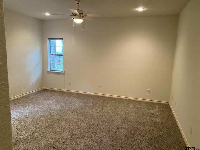 5304 Cedar Creek Dr, Kemp, TX 75143 - spare room with dark carpet, ceiling fan, and recessed lighting