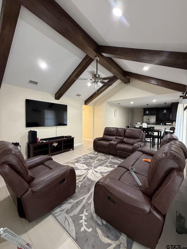 402 E Mims St, Tyler, TX 75702 - living area featuring recessed lighting, a ceiling fan, and light tile patterned flooring