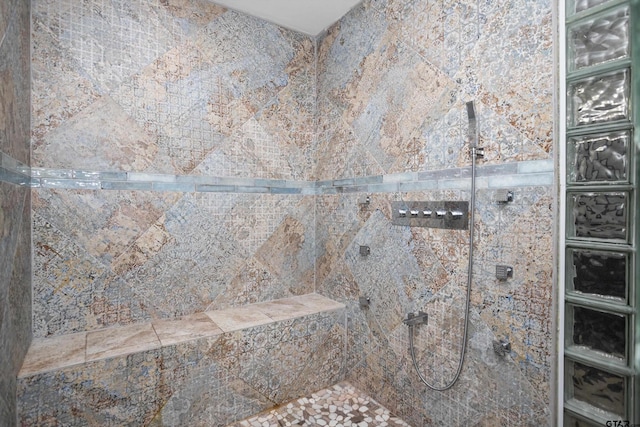interior details with tiled shower