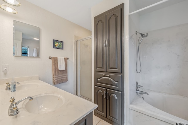 8533 Fm 315, Frankston, TX 75763 - bathroom with double vanity and a combined bath / shower with marble appearance