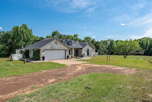 8533 Fm 315, Frankston, TX 75763 - view of front of property with driveway, an attached garage, a front yard, and roof with shingles