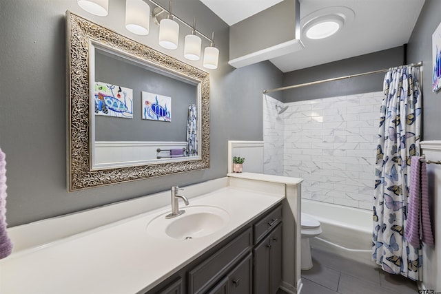 14553 Stone Creek Dr, Tyler, TX 75709 - full bathroom with toilet, tile patterned floors, vanity, and shower / bath combination with curtain