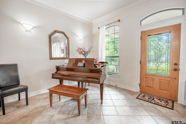 foyer entrance with ornamental molding