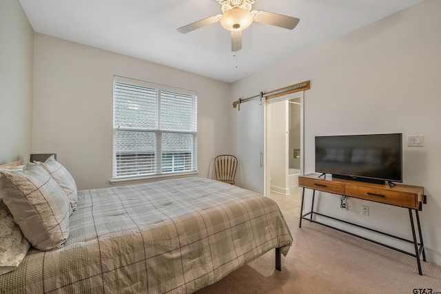 763 Hampton Hill Hill, Tyler, TX 75703 - carpeted bedroom featuring a barn door and ceiling fan