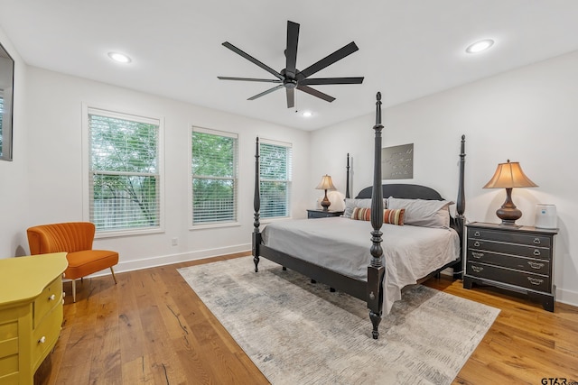 763 Hampton Hill Hill, Tyler, TX 75703 - bedroom with light wood-style flooring, a ceiling fan, and recessed lighting