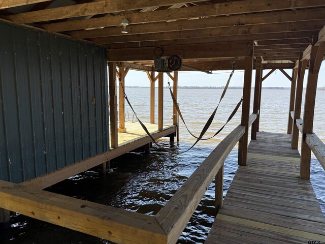 view of dock featuring a water view