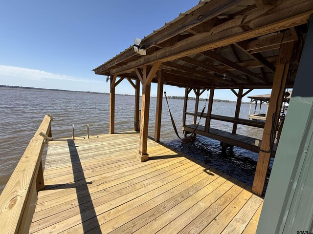 view of dock featuring a water view