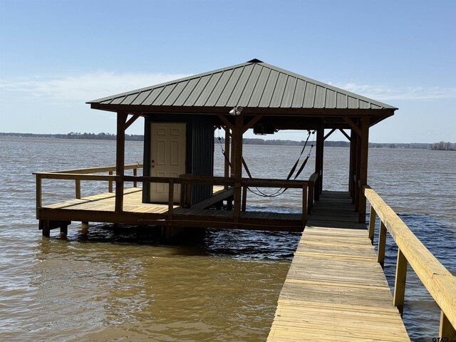 view of dock featuring a water view