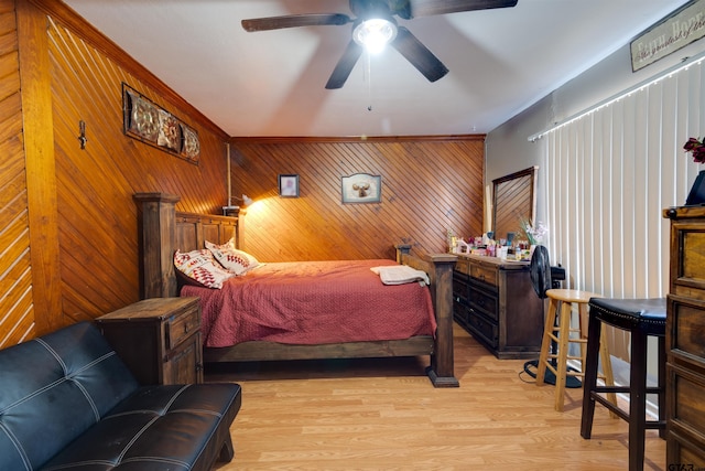 bedroom featuring ceiling fan and light hardwood / wood-style floors