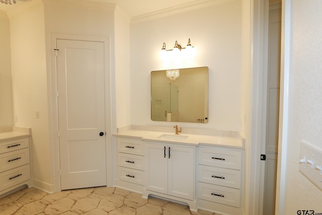 16511 Cooper Way, Tyler, TX 75703 - bathroom with crown molding, vanity, and baseboards