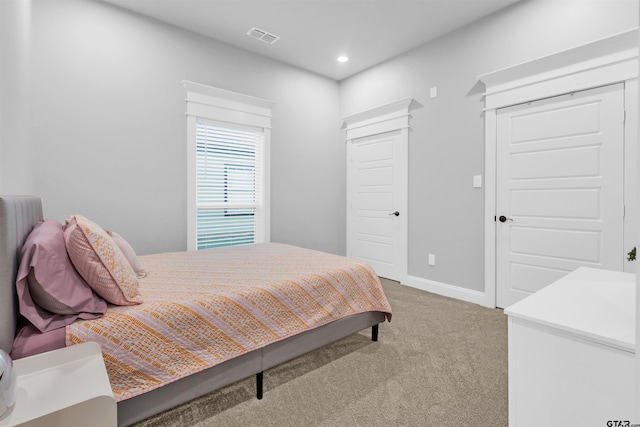 bedroom featuring carpet floors and a closet