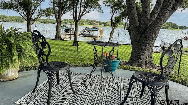 14227 Melody Ln, Malakoff, TX 75148 - view of patio featuring a water view and a dock