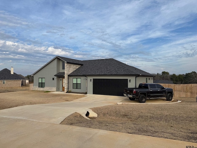 view of front of house with a garage