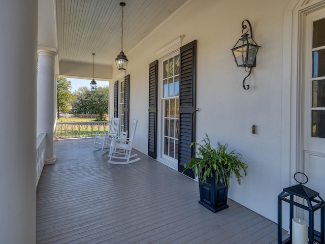 deck featuring a porch